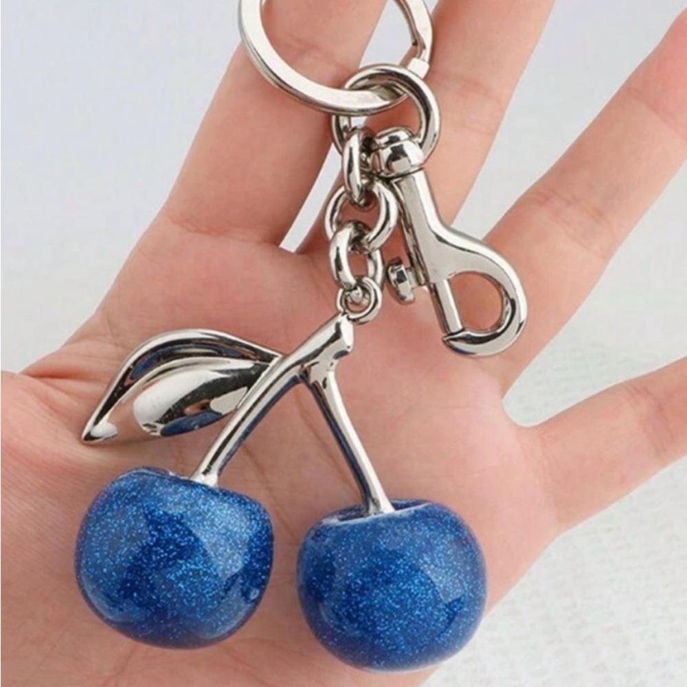 Blue Cherry Silver Keychain - Picture 5 of 6